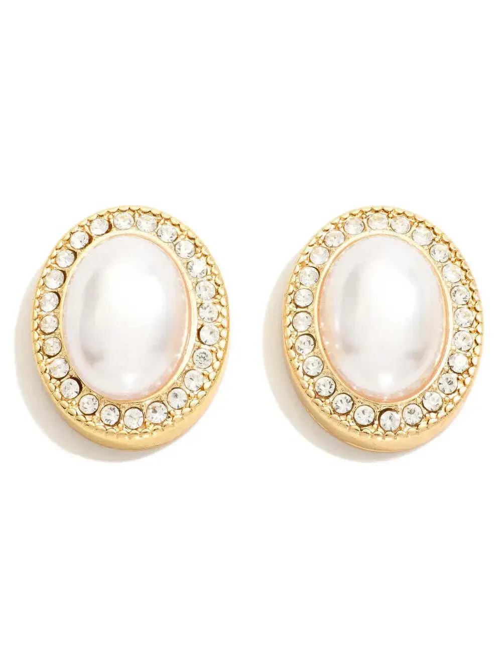 Oversized Pearl Rhinestone Stud Earrings Gold Statement Earrings